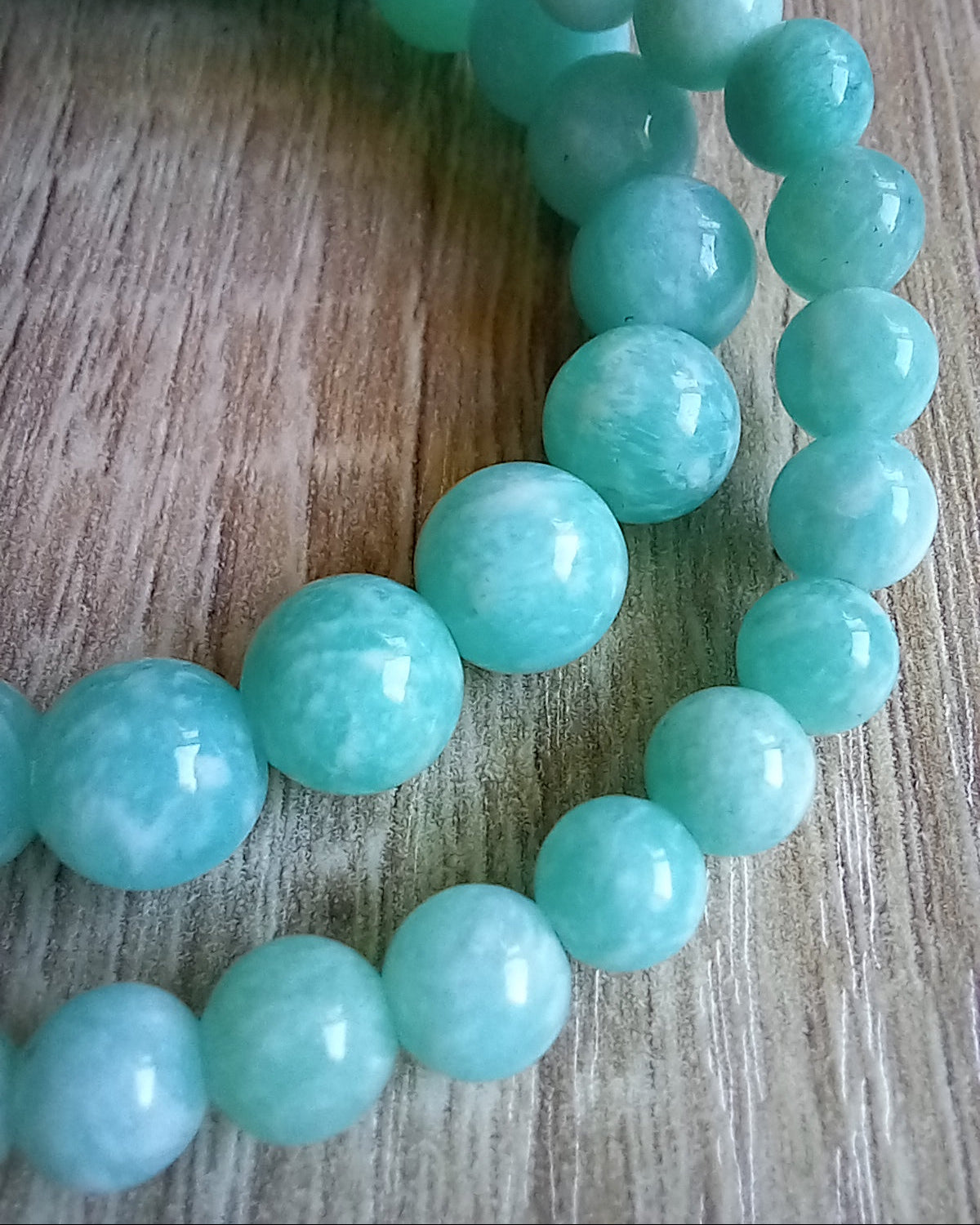 Bracelet Amazonite AAA, pierres naturelles, détail, perles 6mm et 8mm — Zoéline