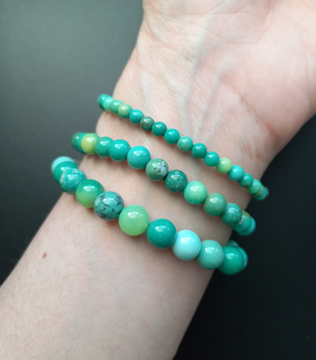 Bracelet jade australien naturel AAA, porté poignet, perles 4, 6 ou 8mm — Zoéline