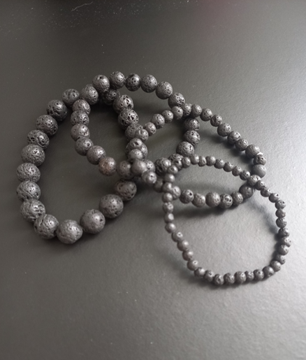 Bracelet pierre de lave naturelle, perles 4, 6, 8 ou 10mm — Zoéline