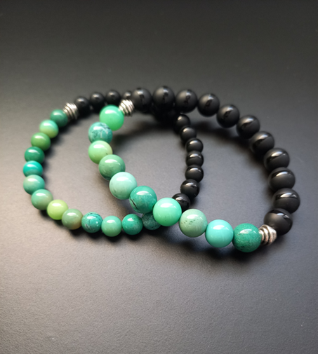 Bracelet Talorn en onyx AAA et jade australien AAA, pierres naturelles, perles 6 ou 8mm — Zoéline