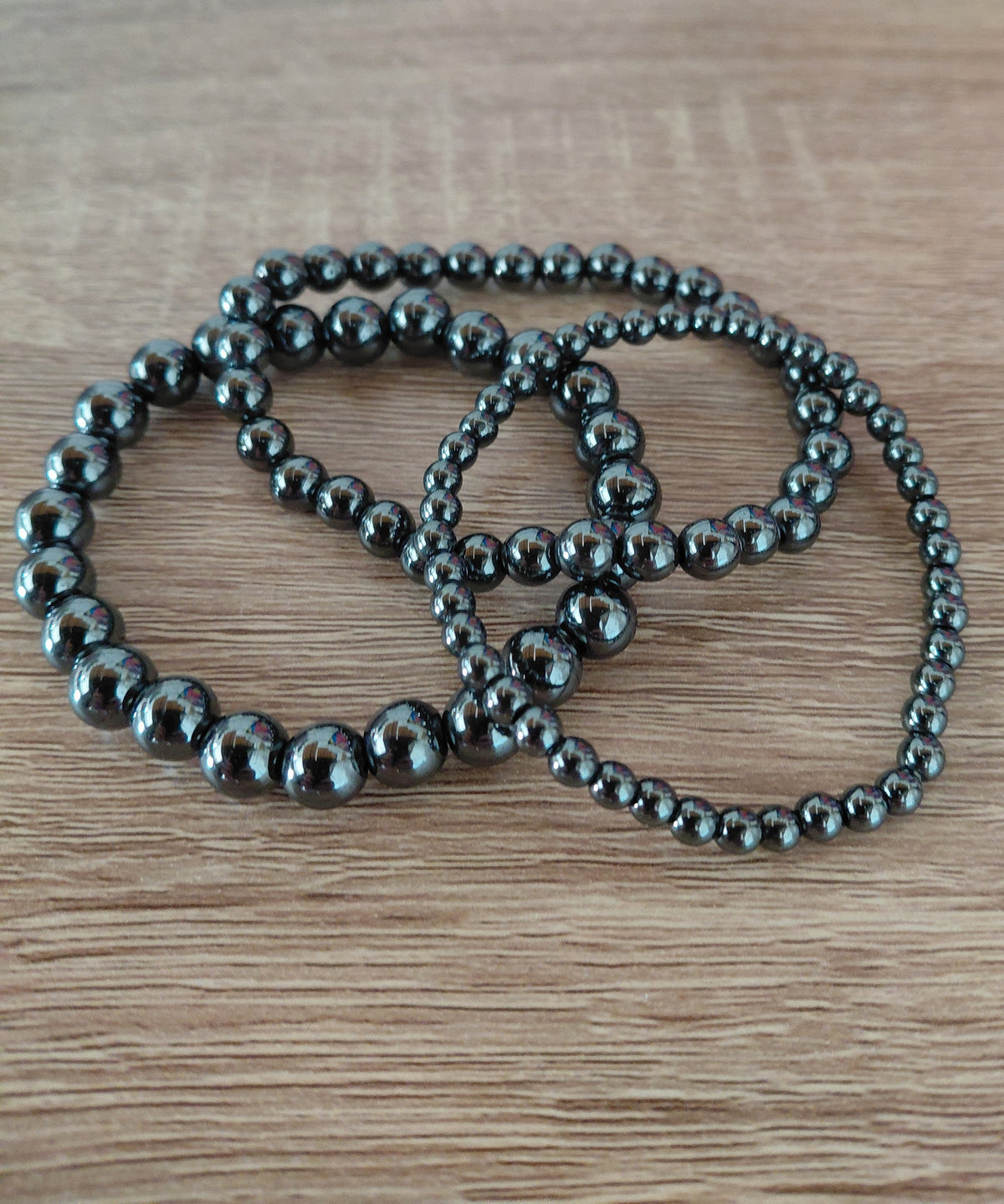 Bracelet hématite naturelle AAA, perles 4, 6 ou 8mm — Zoéline