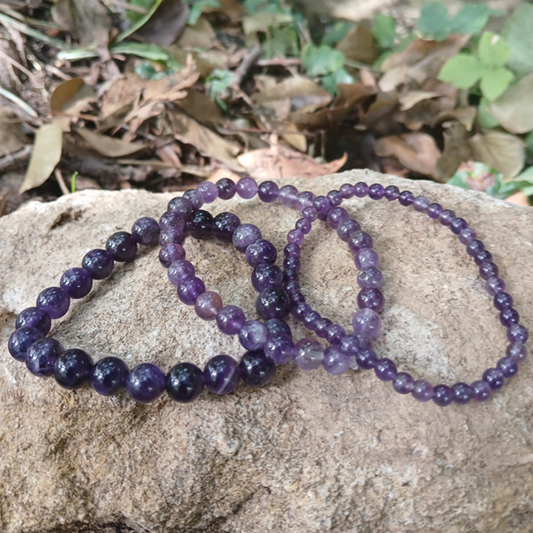 Bracelet améthyste naturelle AAA, en lumière extérieure, perles de 4, 6 ou 8mm — Zoéline