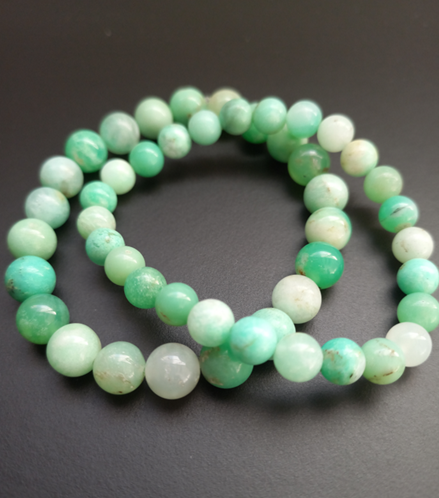 Bracelet chrysoprase naturelle AAA, pierres naturelles vert tendre — Zoéline