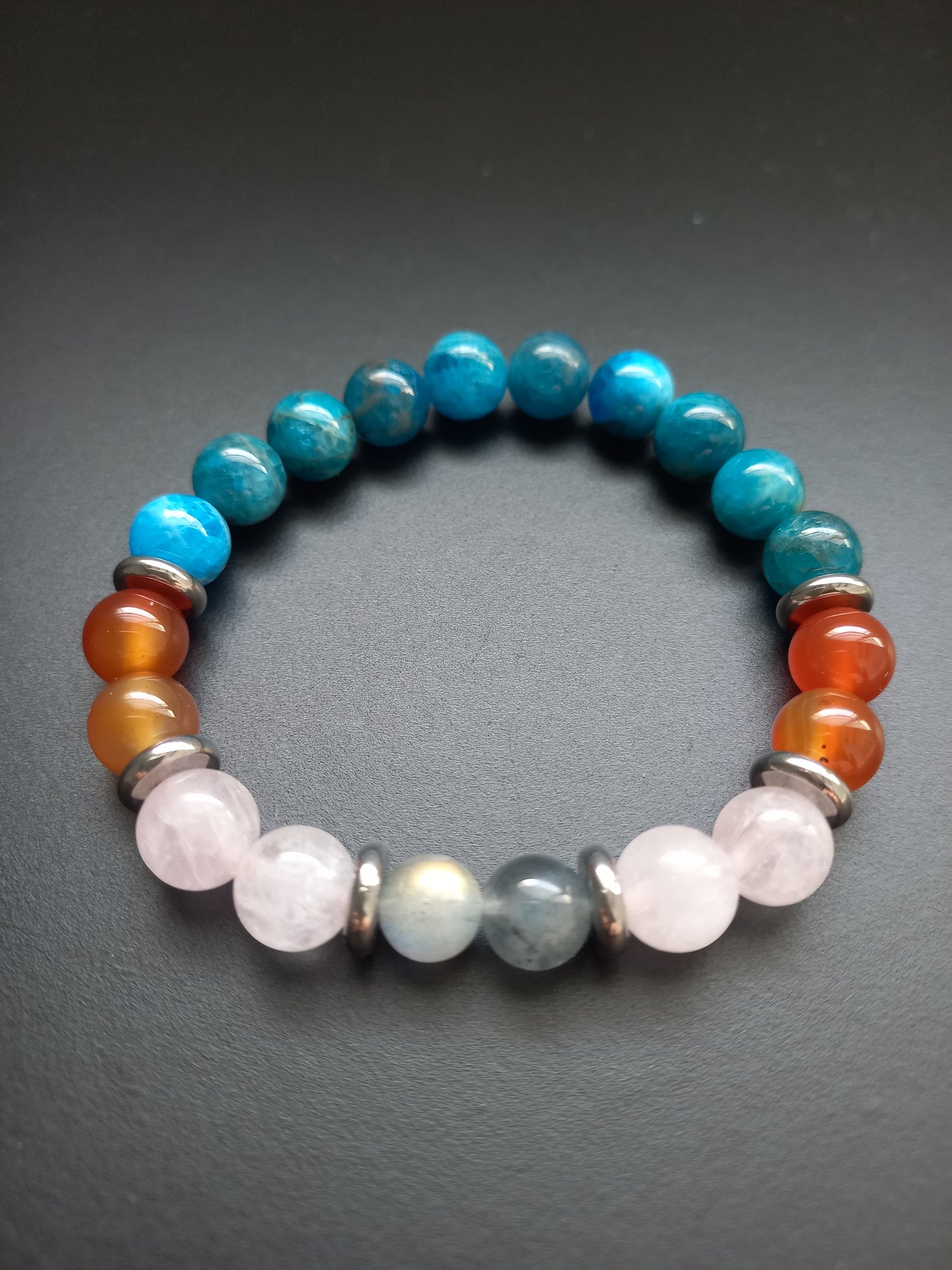Bracelet Althéa Azur - Améthyste, Cornaline, Quartz rose & Apatite