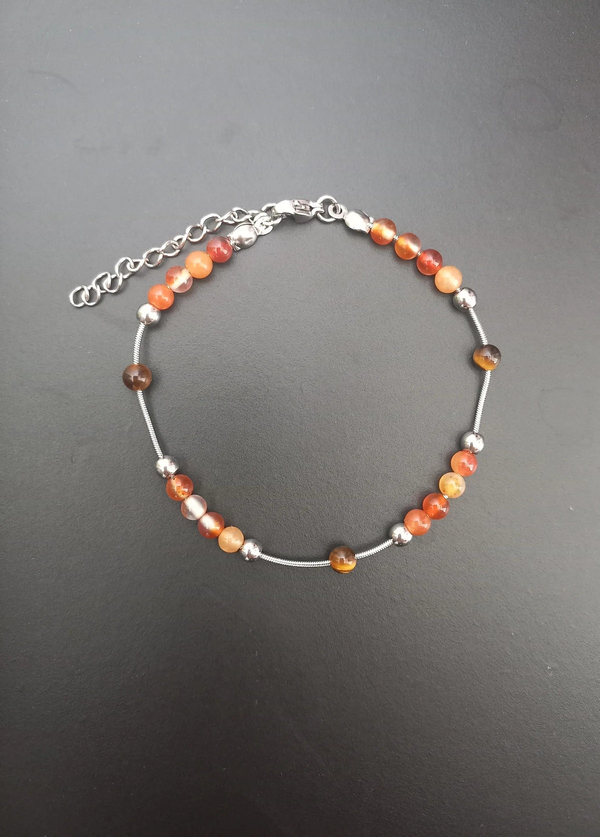Bracelet Sétil en cornaline et oeil de tigre, pierres naturelles, perles 4mm — Zoéline