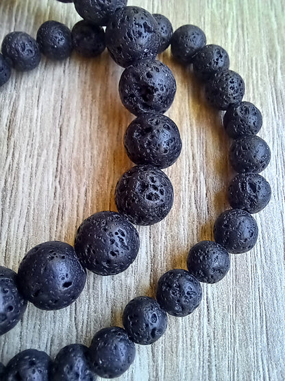 Bracelet pierre de lave naturelle, détail — Zoéline