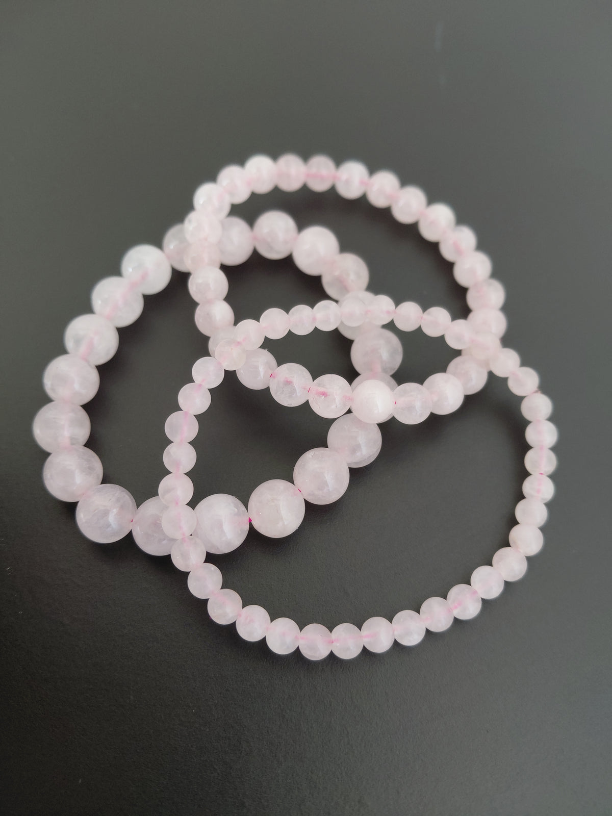 Bracelet quartz rose naurel AAA,  perles 4, 6 ou 8mm — Zoéline