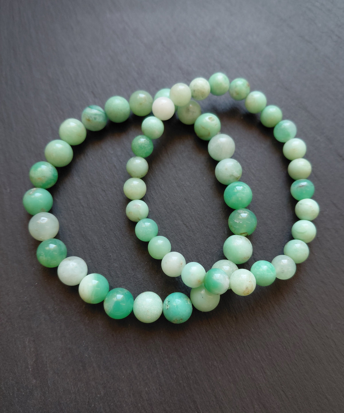 Bracelets chrysoprase naturelle AAA, perles 6mm et 8mm — Zoéline