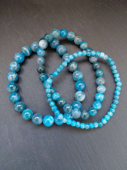 Bracelet apatite naturelle AA, perles 4, 6 ou 8mm — Zoéline