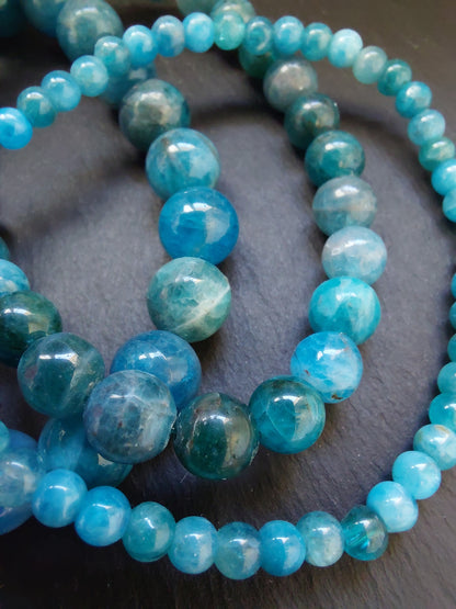 Bracelet apatite naturelle AA, perles 4, 6 ou 8mm — Zoéline