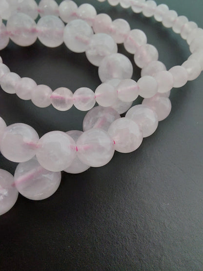 Bracelet quartz rose naurel AAA,  perles 4, 6 ou 8mm — Zoéline