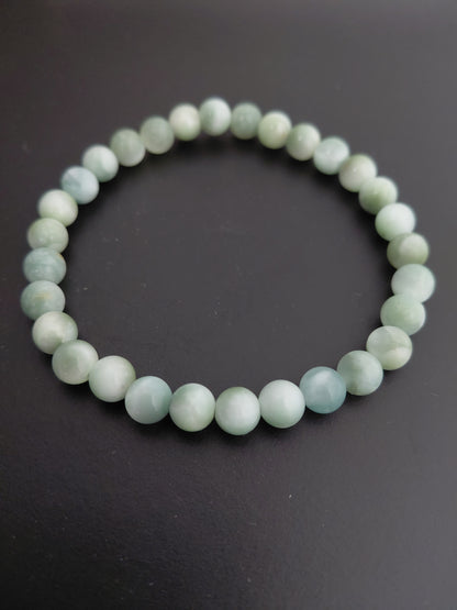 Bracelet angélite du Brésil naturelle AAA, perles 6mm, vert-bleu — Zoéline