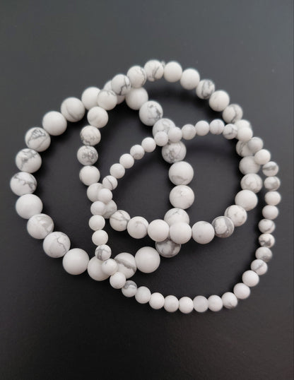 Bracelet howlite naturelle, perles 4, 6 ou 8mm — Zoéline