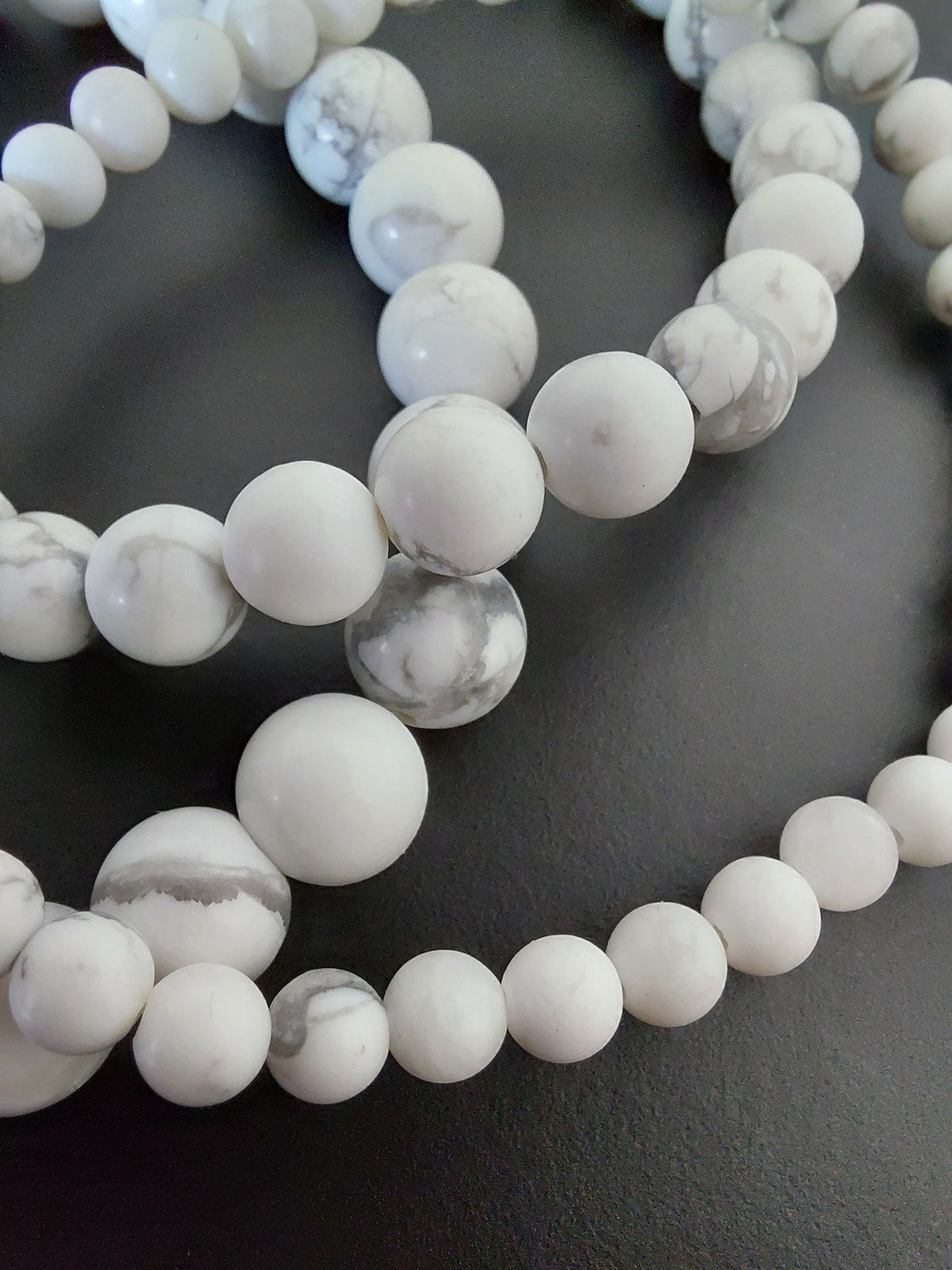 Bracelet howlite naturelle, perles 4, 6 ou 8mm — Zoéline