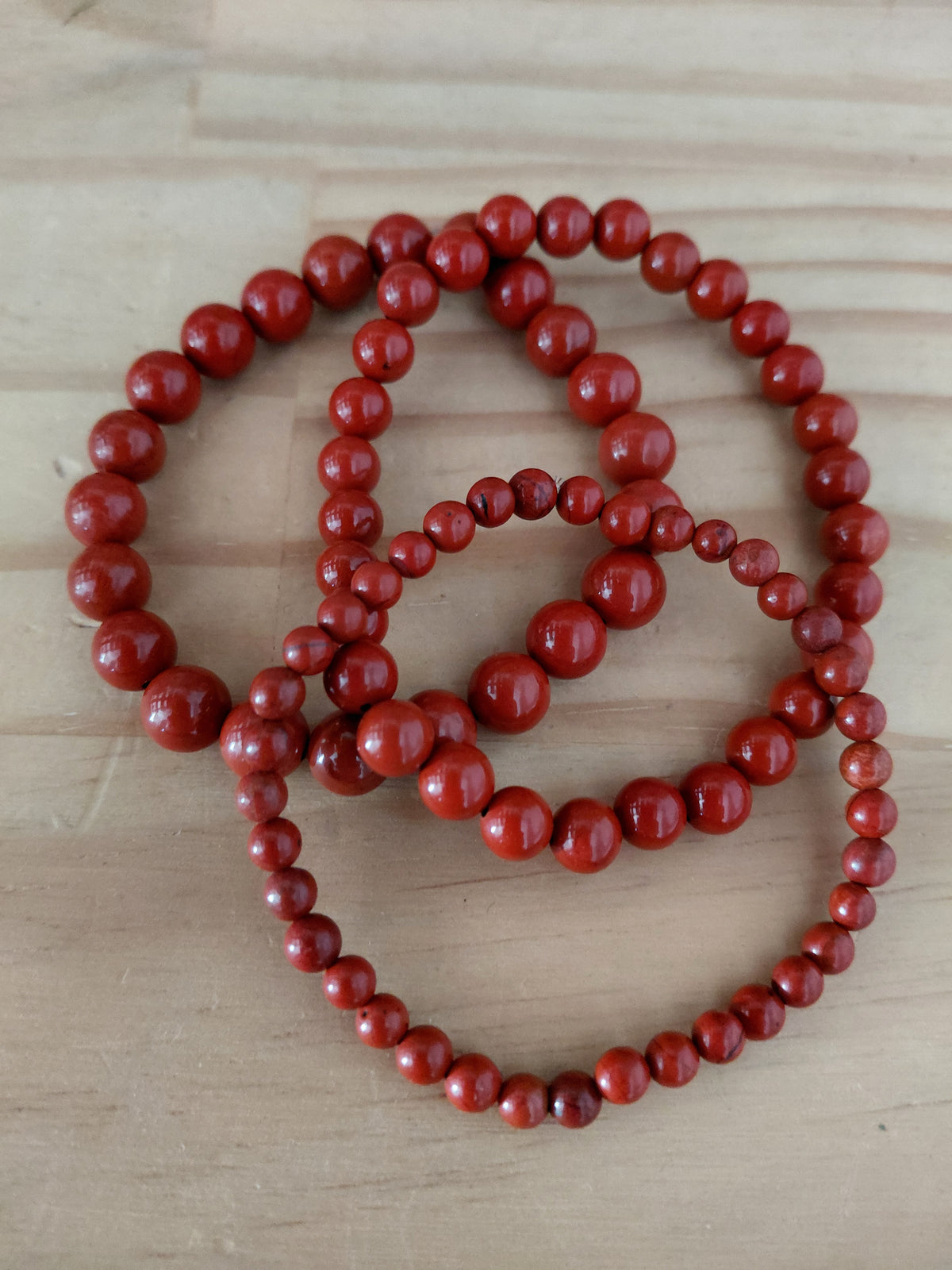 Bracelet jaspe rouge naturel AAA, perles 4, 6 ou 8mm — Zoéline