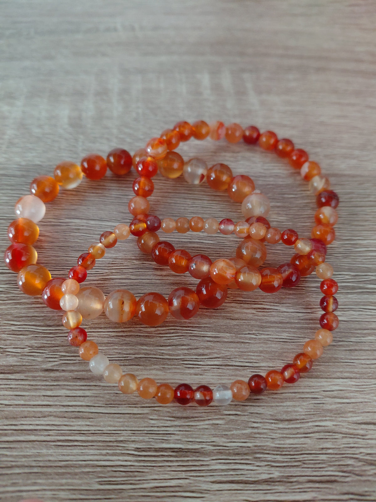 Bracelet cornaline naturelle, perles 4, 6 ou 8mm — Zoéline