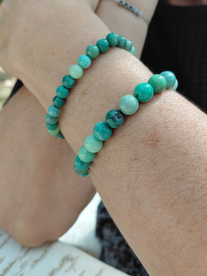 Bracelet jade australien naturel AAA, porté poignet en lumière extérieure, perles  6 ou 8mm — Zoéline