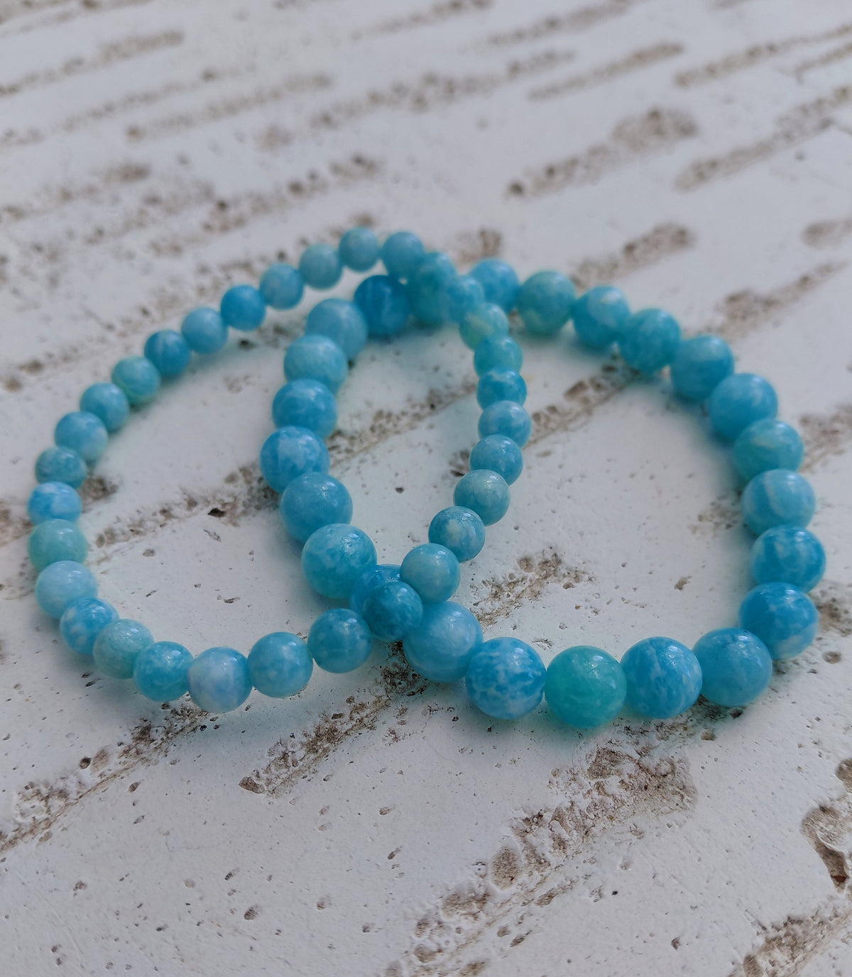 Bracelet Amazonite AAA, pierres naturelles, en lumière extérieure, perles 6mm et 8mm — Zoéline