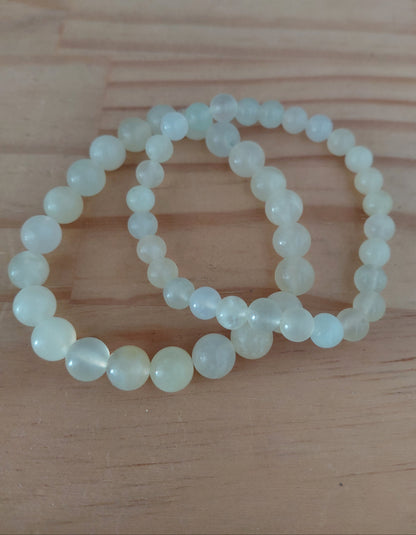 Bracelet serpentine (new jade)  naturelle AAA,  perles 6 ou 8mm — Zoéline