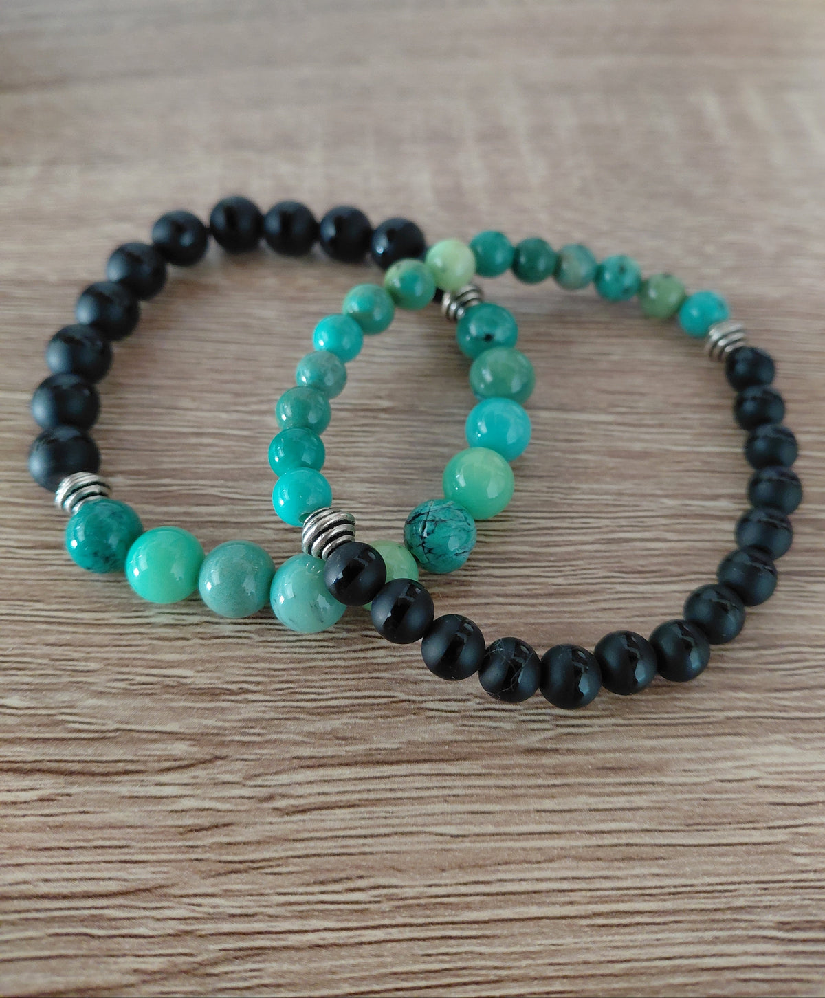 Bracelet Talorn en onyx AAA et jade australien AAA, pierres naturelles, perles 6 ou 8mm — Zoéline