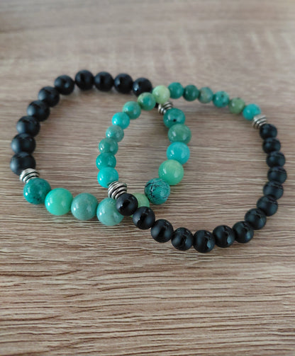 Bracelet Talorn en onyx AAA et jade australien AAA, pierres naturelles, perles 6 ou 8mm — Zoéline