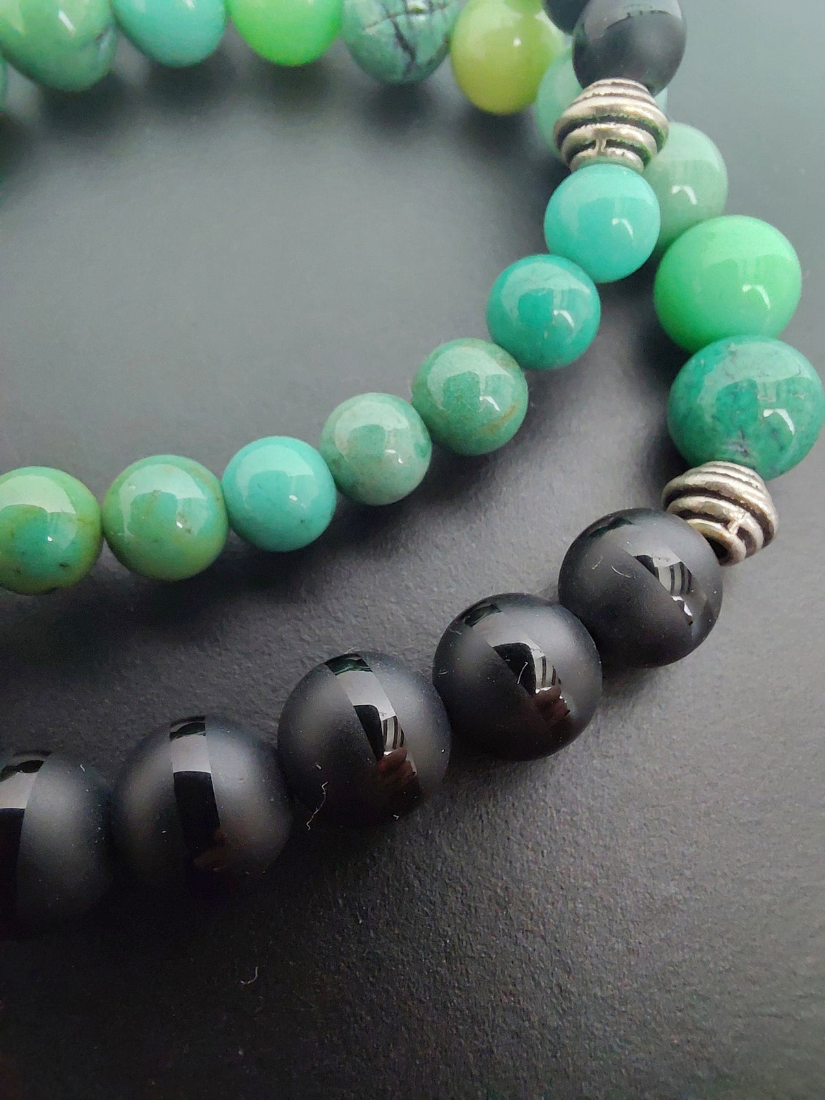 Bracelet Talorn en onyx AAA et jade australien AAA, pierres naturelles, perles 6 ou 8mm — Zoéline