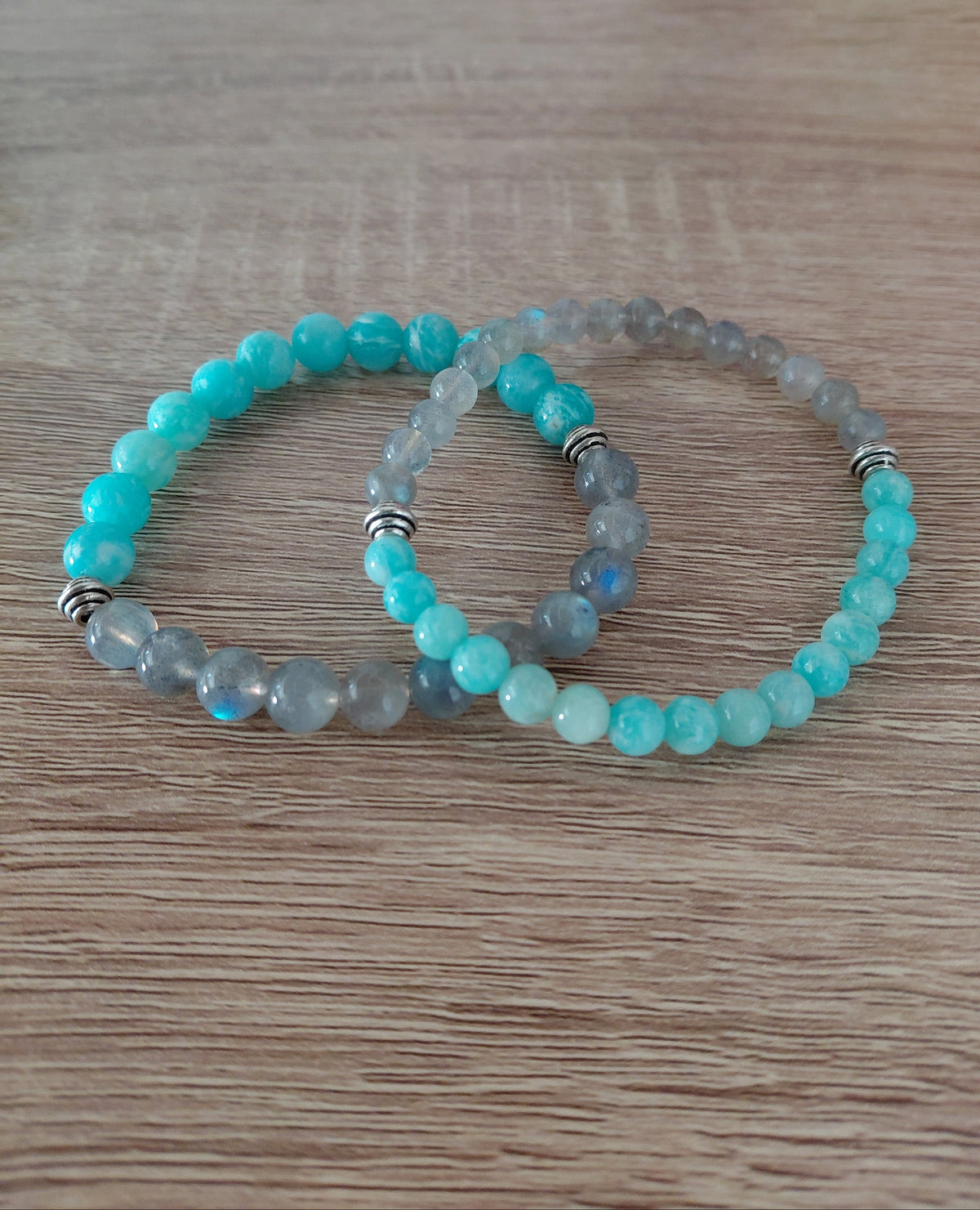 Bracelet Noreld en labradorite AA et amazonite AAA, pierres naturelles,  perles 6 ou 8mm — Zoéline