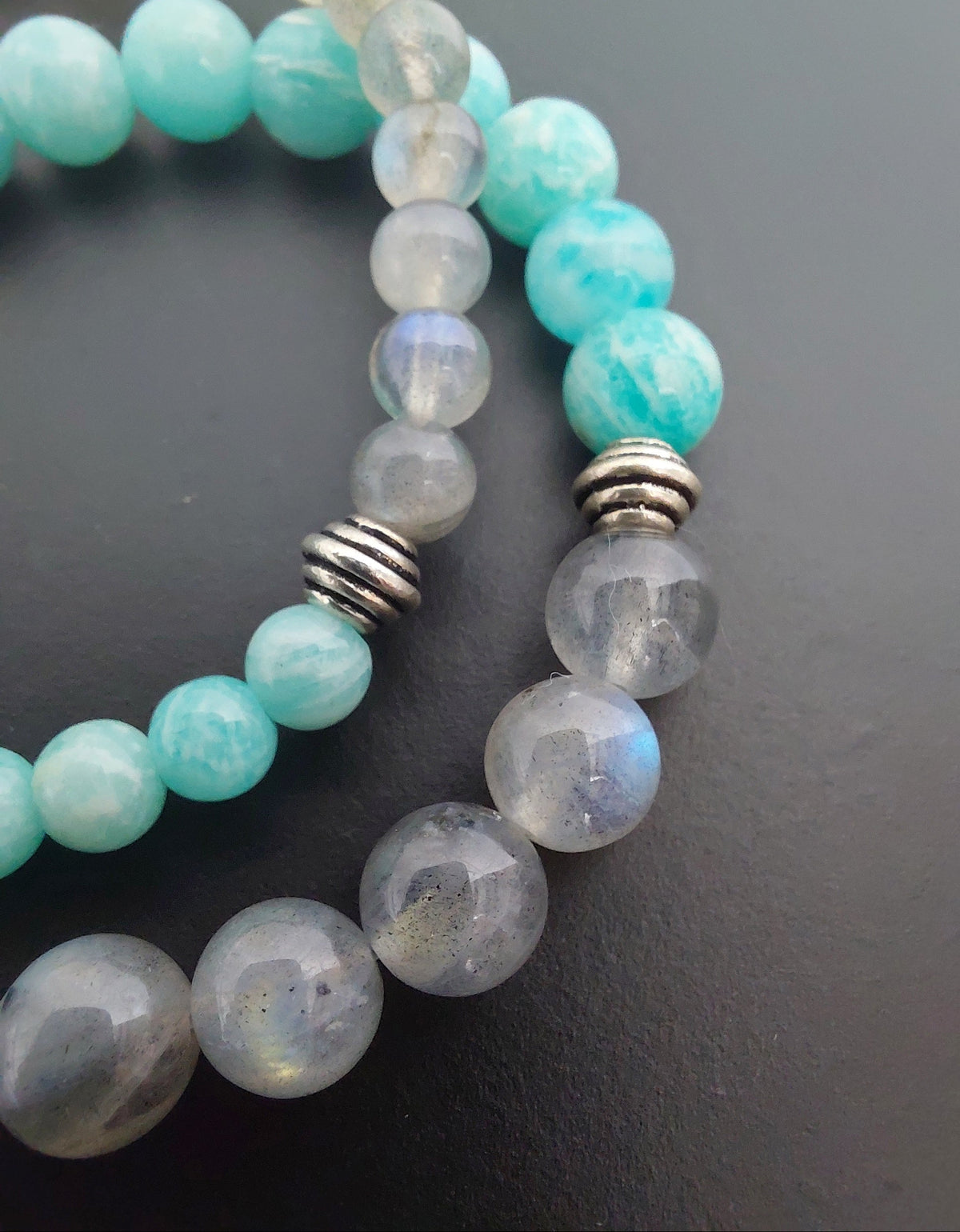 Bracelet Noreld en labradorite AA et amazonite AAA, pierres naturelles,  perles 6 ou 8mm — Zoéline