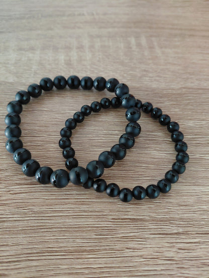 Bracelet onyx mat-givré naturel AAA, perles 6 ou 8mm — Zoéline