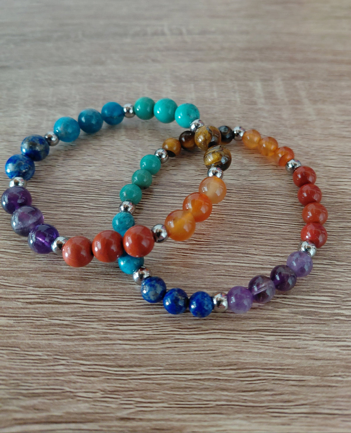 Bracelet 7 chakras en pierres naturelles,  perles 6 ou 8mm — Zoéline