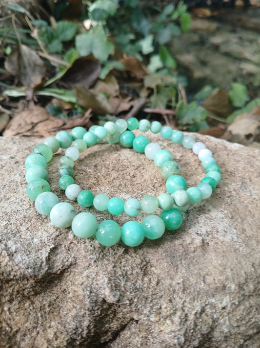 Bracelet chrysoprase naturelle AAA, lumière extérieure, 6 et 8mm — Zoéline
